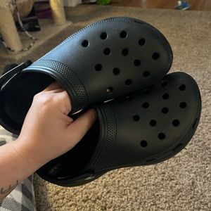 black platform crocs